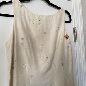 Vintage Silk Floral Embroidered Dress